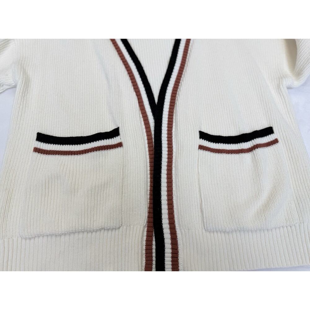 Oat New York Cardigan Women’s Sz M Varsity Style Open Front Cotton Blend - Picture 3 of 8